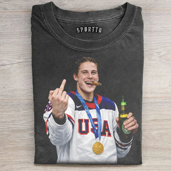Jack Hughes Champion USA Tee