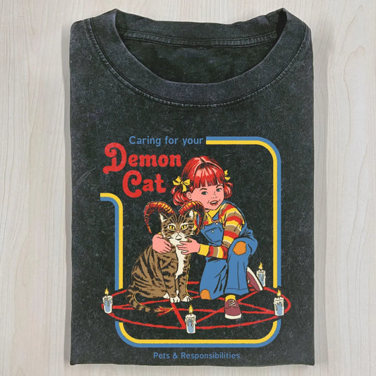 CARING FOR YOUR DEMON CAT T-SHIRT