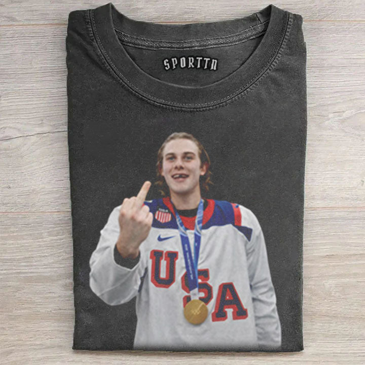 Jack Hughes Champion USA Tee